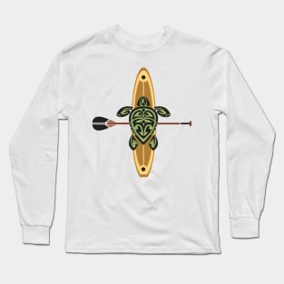 Black & Green Tribal Turtle Stand-Up Wave Rider Long Sleeve T-Shirt